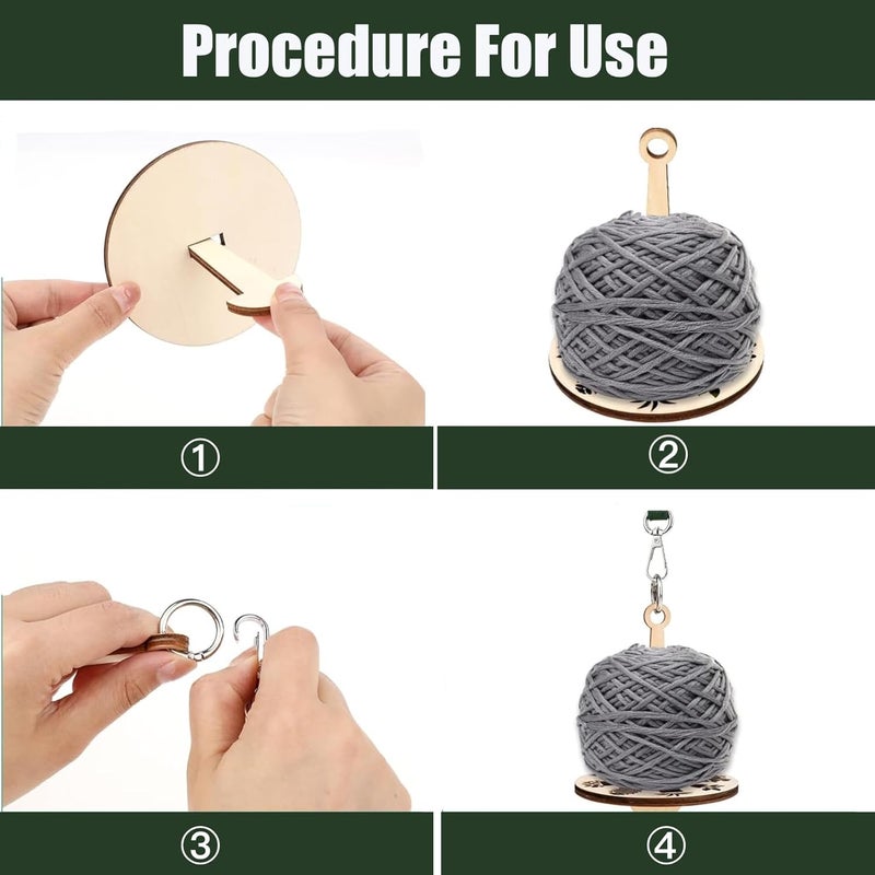 Fertrey 2Pcs Portable Wooden Wrist Yarn Holder with Leather Strap, Knitting and Crocheting Craft Tool, Yarn Storage Spinner for Crochet Travel(Bee & Cat) - Image 5